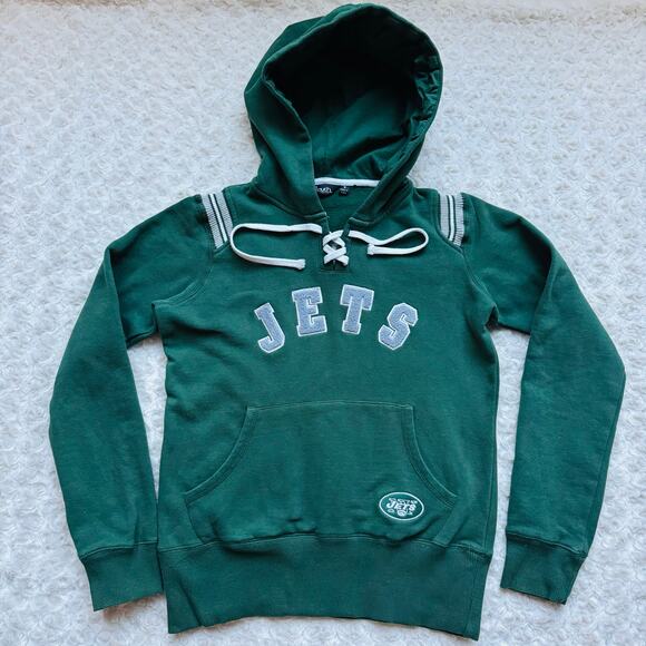NFL New York Jets Green Touch by Alyssa Milano Lace up Hoodie Sweatshirt Small - Picture 1 of 10